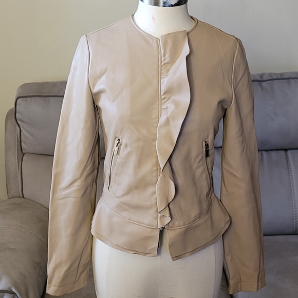 Zara:Faux Leather Jacket w/ Ruffle & Peplu… - Picture 2 of 12